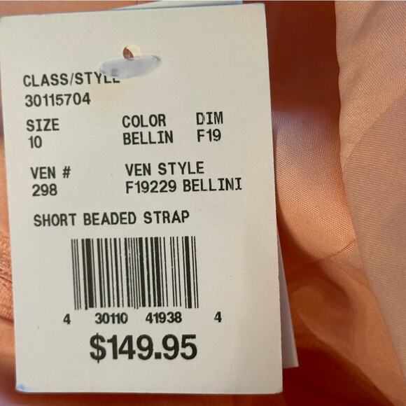 David's Bridal Short Peach Chiffon Dress with Rhinestone Straps Size 10 NEW - Picture 10 of 10